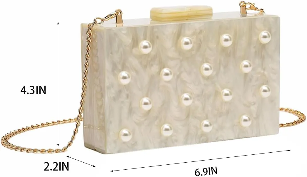 Stylish Acrylic Evening Bag Pearl Clutch Elegant Marble Acrylic Clutch Purses for Women Party Wedding Casual