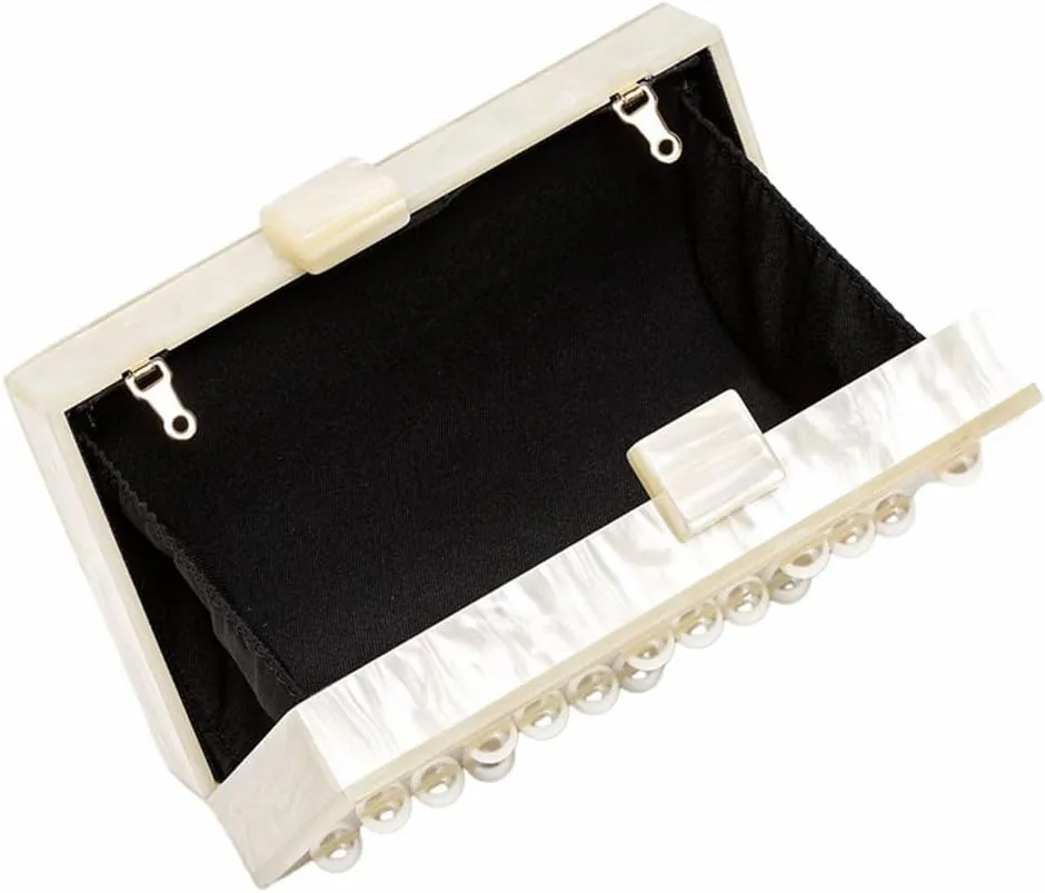 Stylish Acrylic Evening Bag Pearl Clutch Elegant Marble Acrylic Clutch Purses for Women Party Wedding Casual