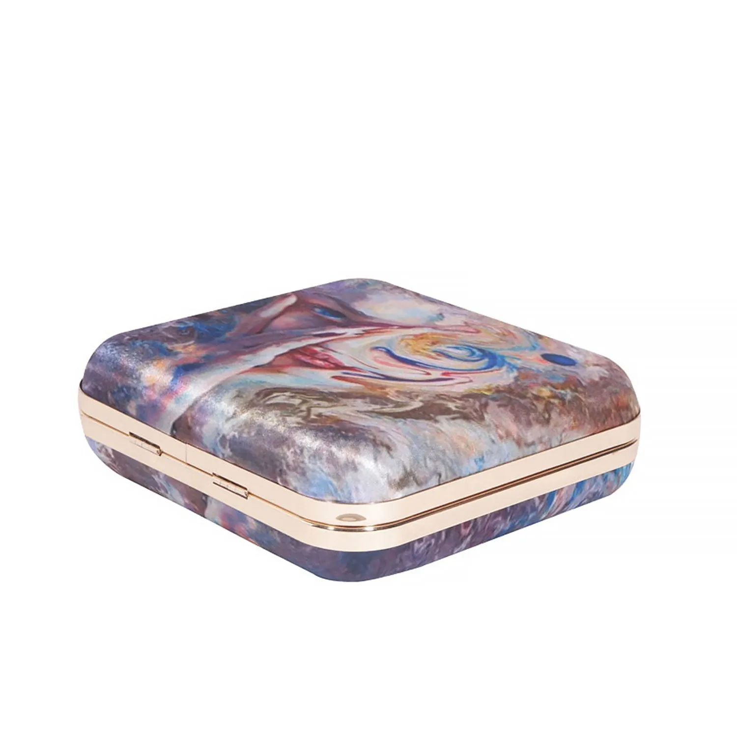 Stylish Satin Digital Print Sqaure Box Clutch for Women & Girls