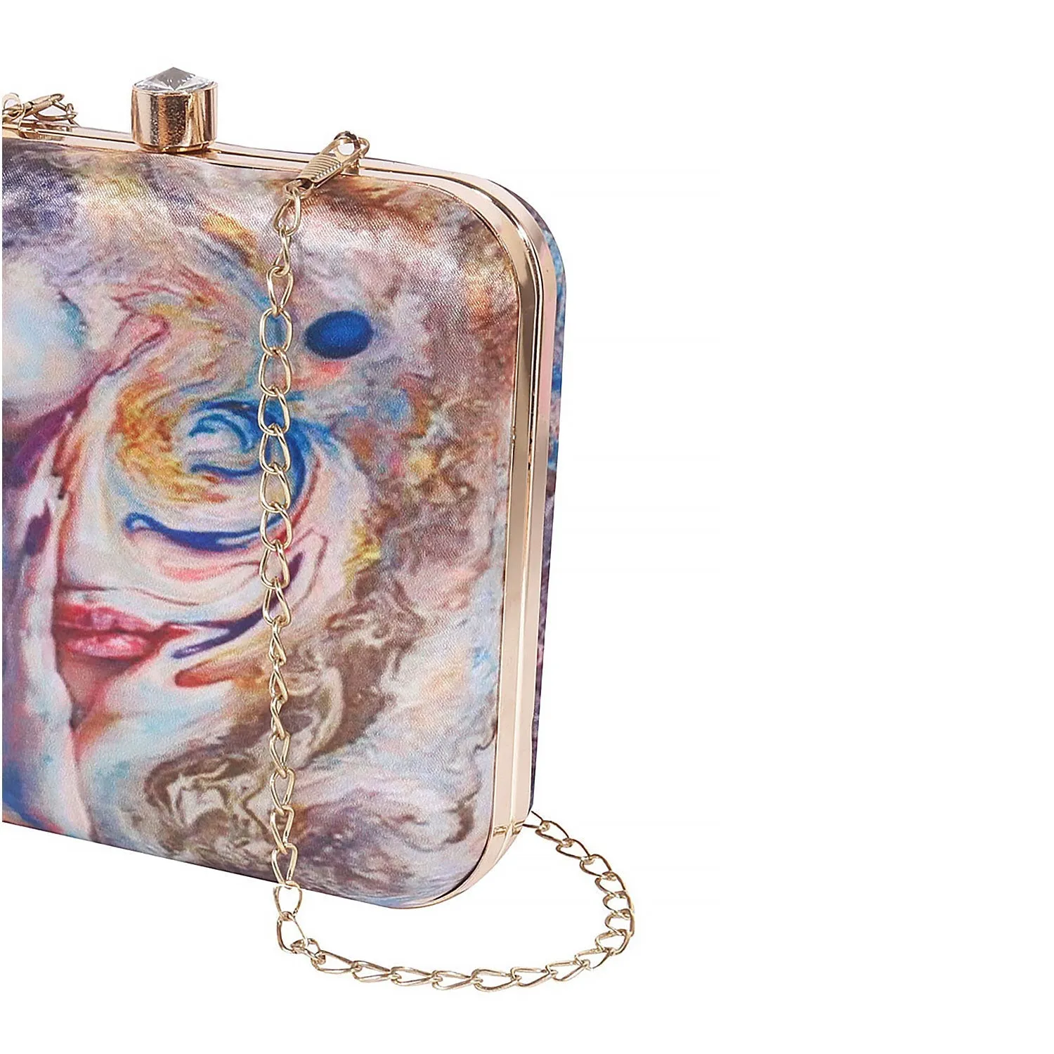 Stylish Satin Digital Print Sqaure Box Clutch for Women & Girls