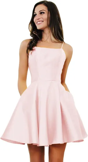 Sukleet Women's Short Homecoming Dresses with Pockets Backless Satin Prom Dress for Teens 2025