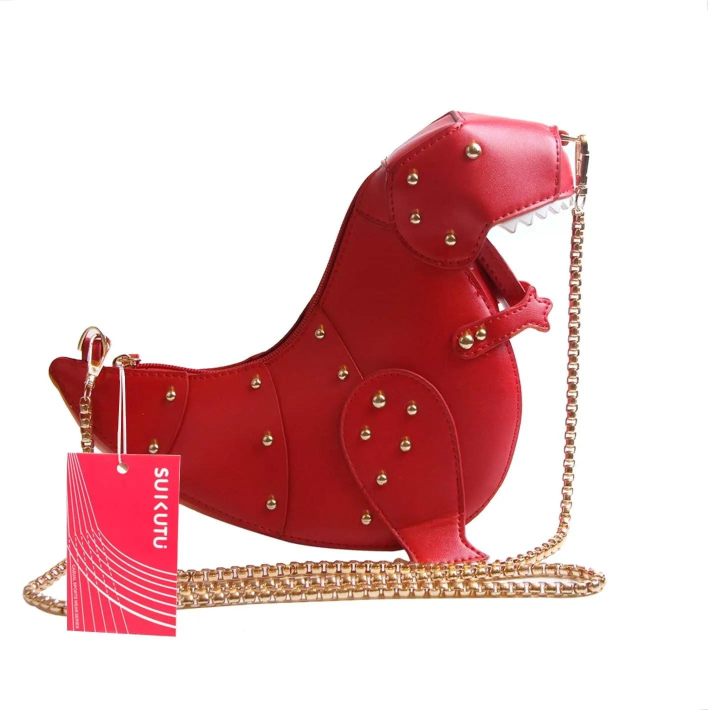SUKUTU Upgrade Dinosaur Shape PU Leather Rivet Purses for Women, New Girls Crossbody Purses Shoulder Bag