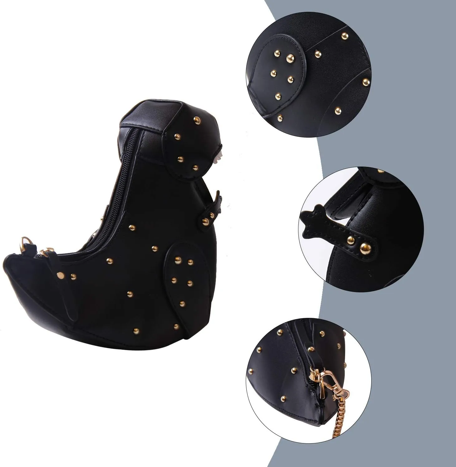 SUKUTU Upgrade Dinosaur Shape PU Leather Rivet Purses for Women, New Girls Crossbody Purses Shoulder Bag