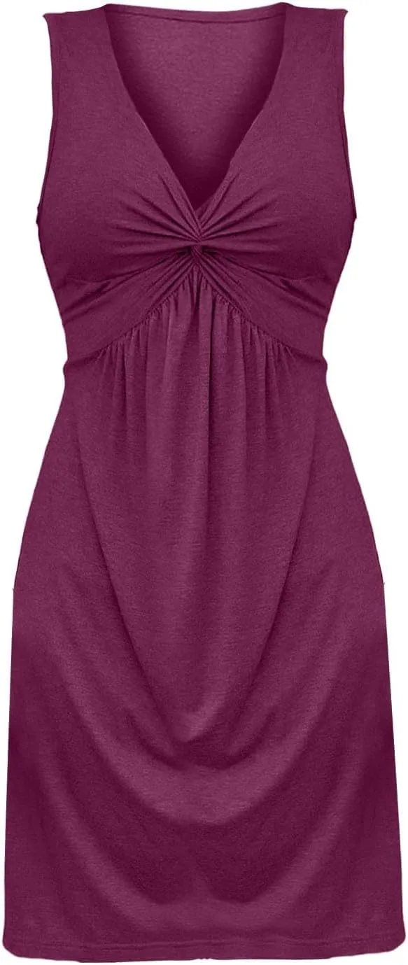 Sundress for Women Sleeveless V-Neck Bodycon Summer Dress with Slit Detail Sexy Clubwear