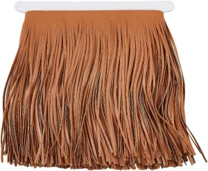 SUPERFINDINGS 1Pc 2M PU Leather Suede Fringe Trim 0.11inch Width Orange Tassel Ribbon Double Side Leather Sewing Tassel Fringe for DIY Craft Skirt Dress Curtain Clothing Handbag Sewing