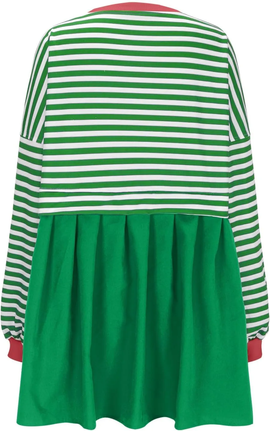 Sweatshirt Dresses for Women Striped Long Sleeve Pleated Patchwork Tops Dress Plus Size Mini Sweater Dress Fall 2024