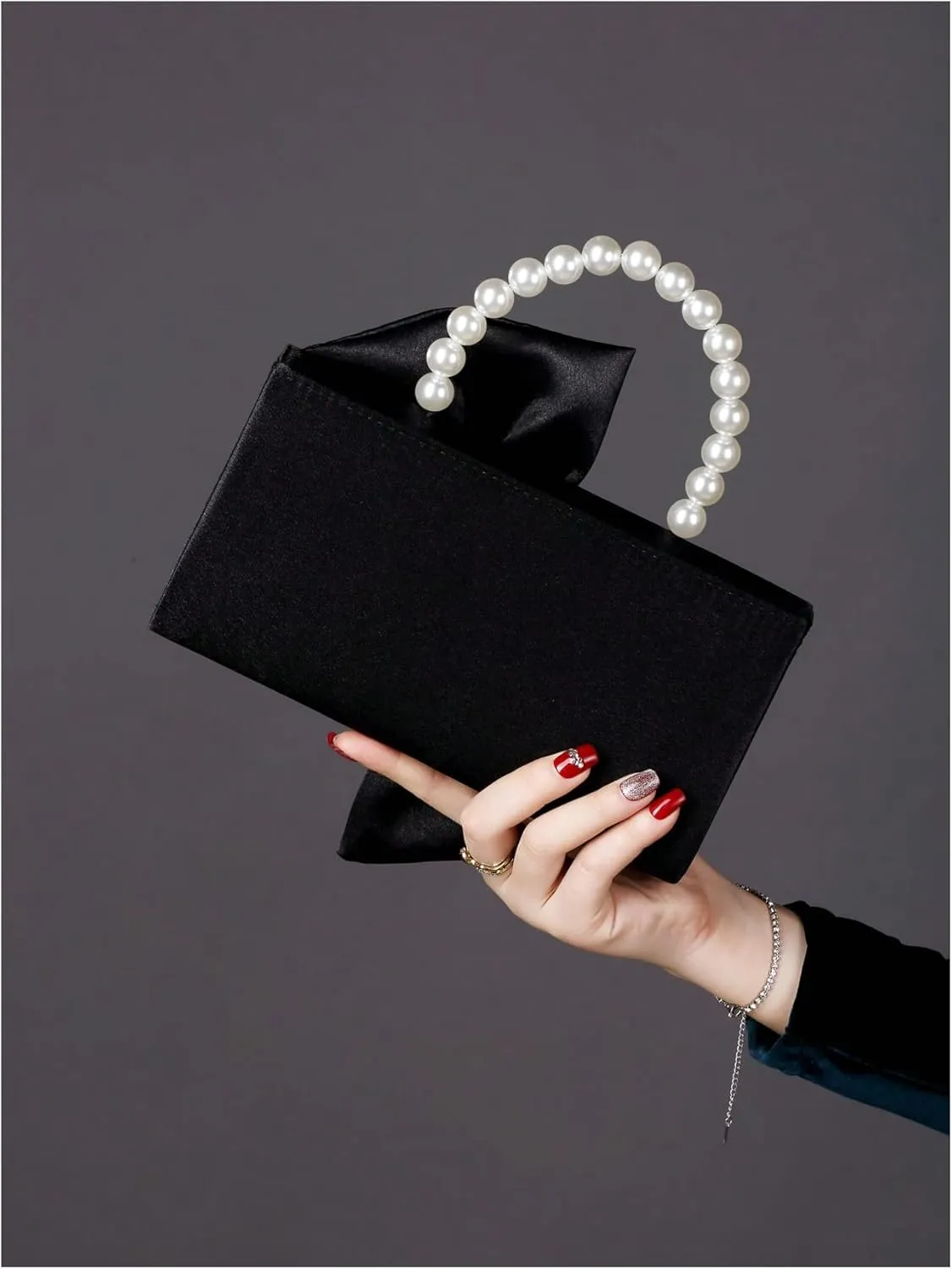 SweatyRocks Women's Satin Evening Bag Bow Clutch Purse Formal Party Handbag