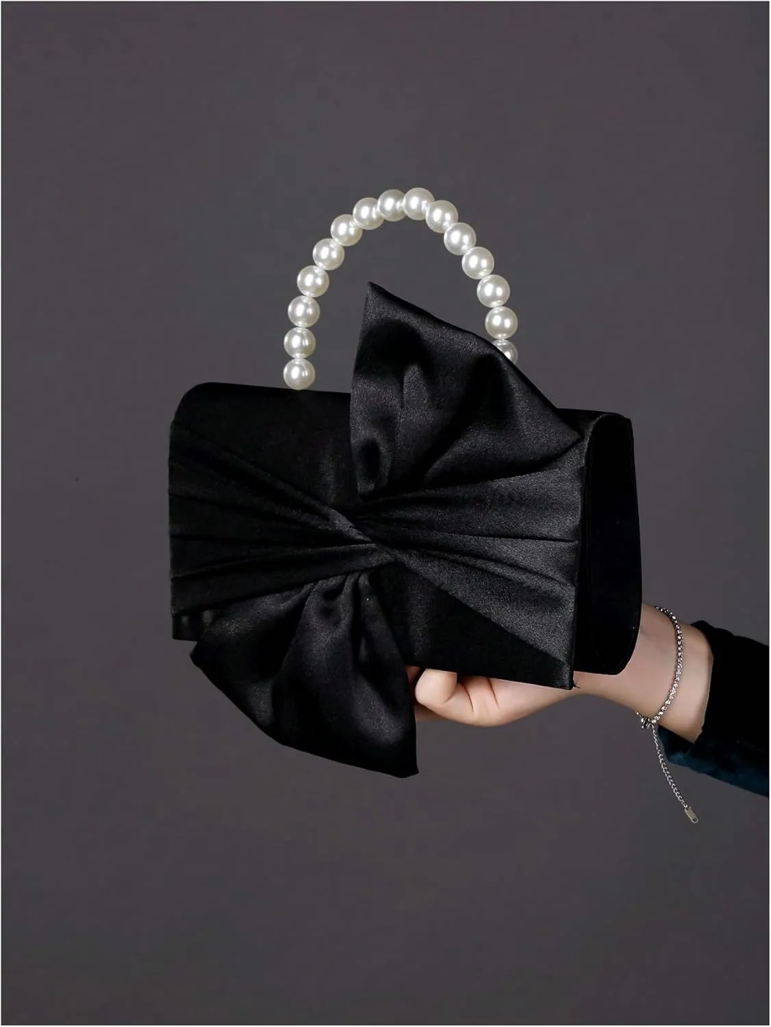 SweatyRocks Women's Satin Evening Bag Bow Clutch Purse Formal Party Handbag
