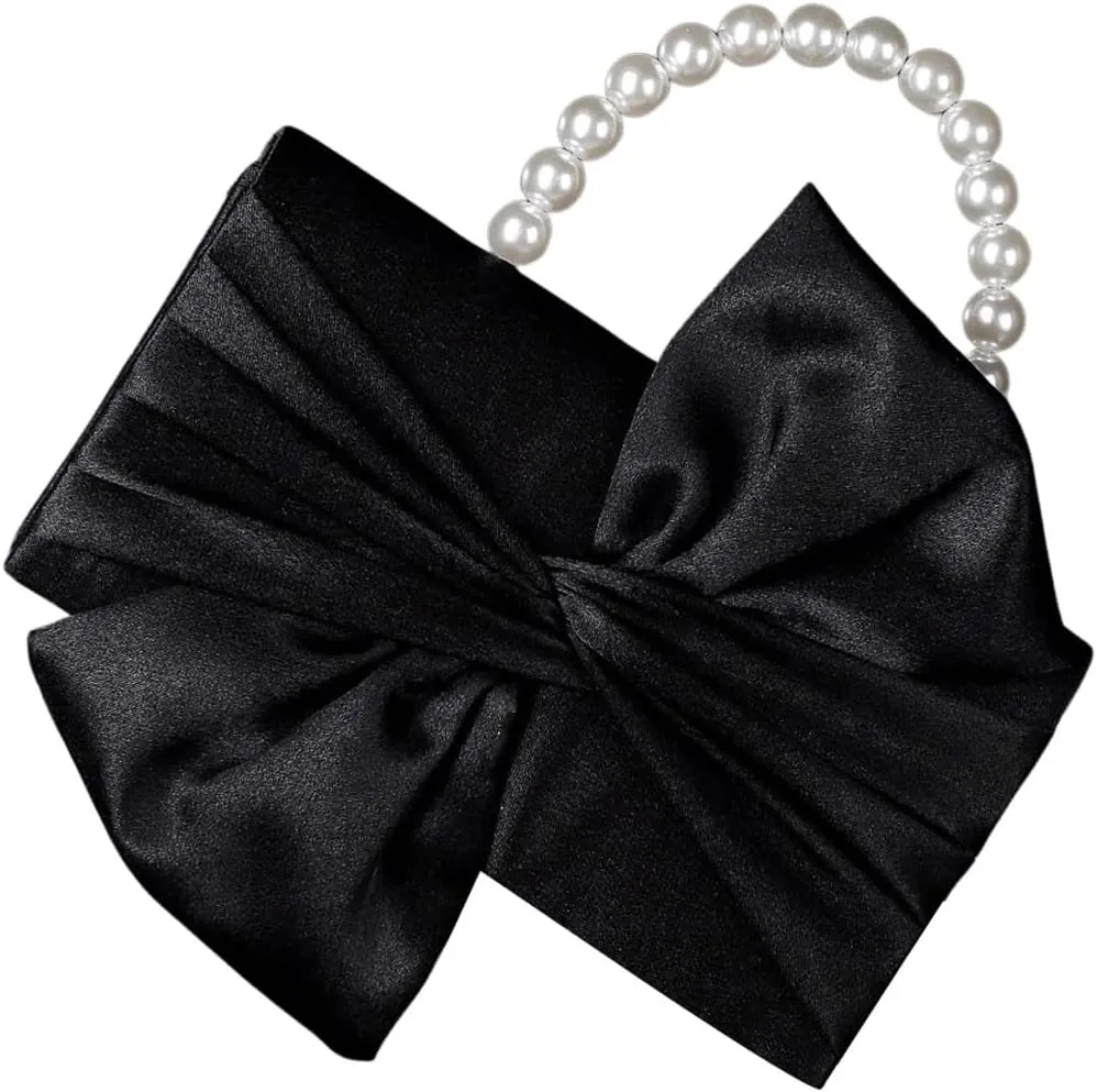 SweatyRocks Women's Satin Evening Bag Bow Clutch Purse Formal Party Handbag