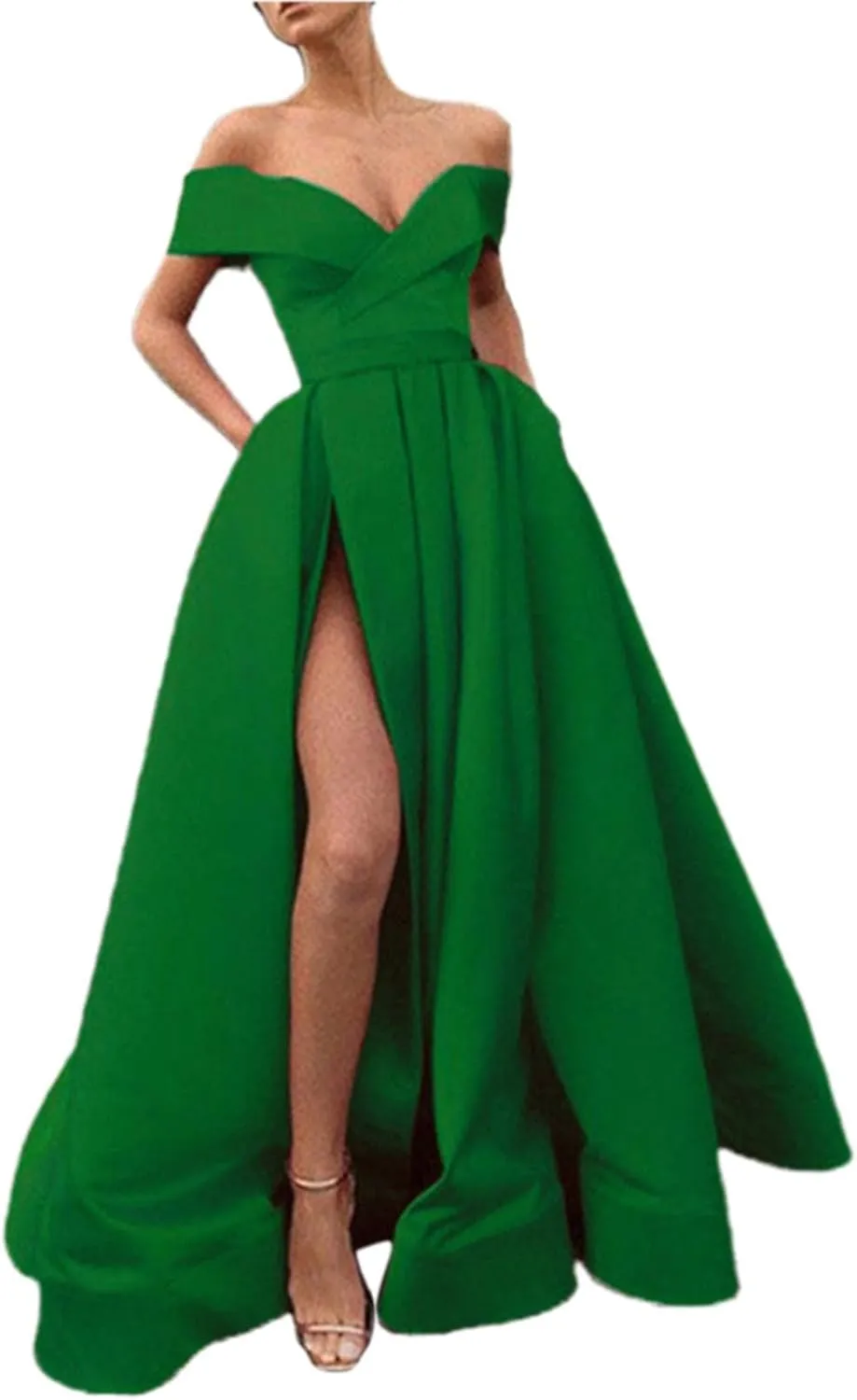 Sweetheart Ball Gown Dresses Prom Dress Formal V Neck Prom Gown for Women Elegant Gown 3/4 Sleeve Maxi Dress Empire