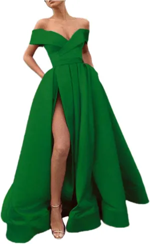 Sweetheart Ball Gown Dresses Prom Dress Formal V Neck Prom Gown for Women Elegant Gown 3/4 Sleeve Maxi Dress Empire