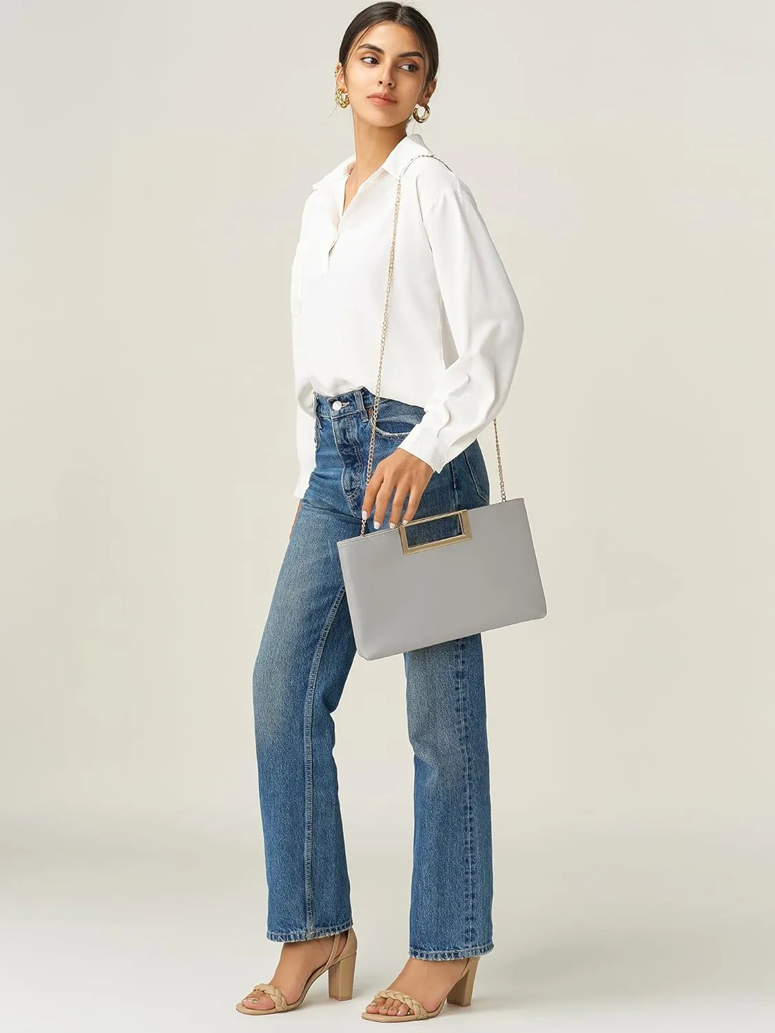 SWEETV Clutch Purses for Women Evening Formal, Fashion PU Leather Purse for Prom, Cocktail, and Wedding,Nina