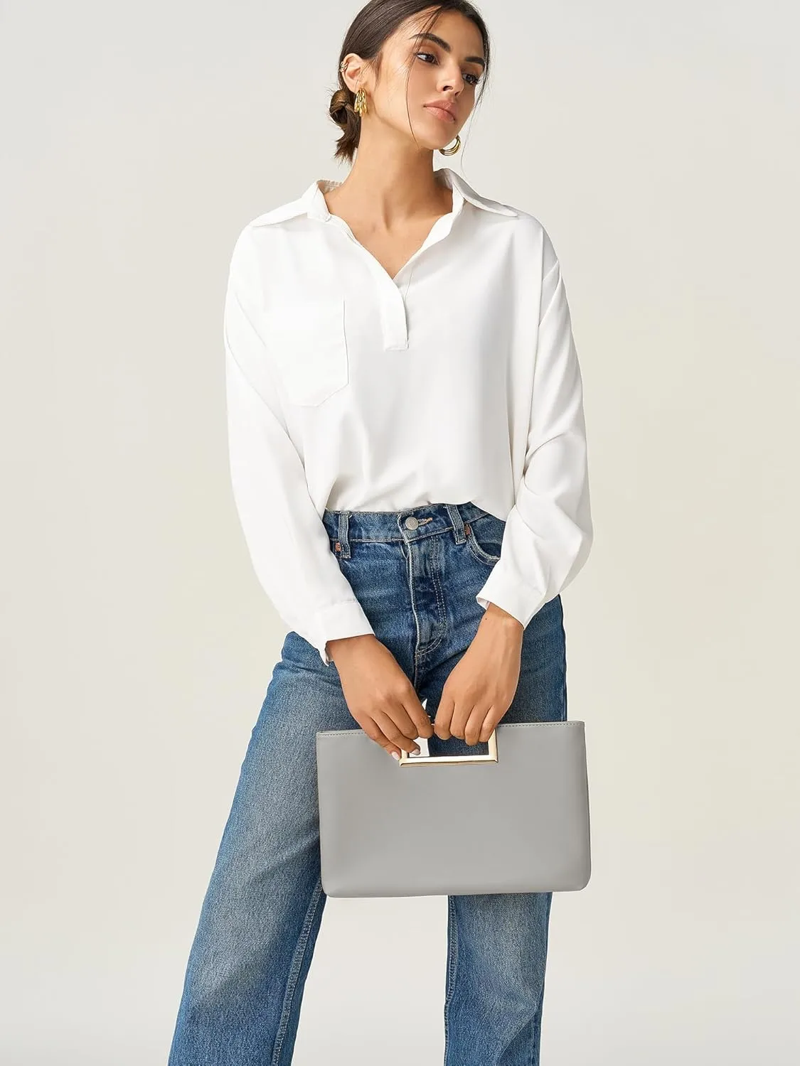 SWEETV Clutch Purses for Women Evening Formal, Fashion PU Leather Purse for Prom, Cocktail, and Wedding,Nina