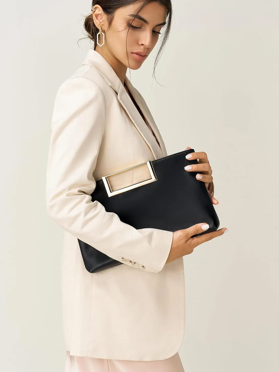 SWEETV Clutch Purses for Women Evening Formal, Fashion PU Leather Purse for Prom, Cocktail, and Wedding,Nina
