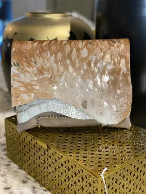 Tan Double Leather Cowhide Flap With Gold Chain