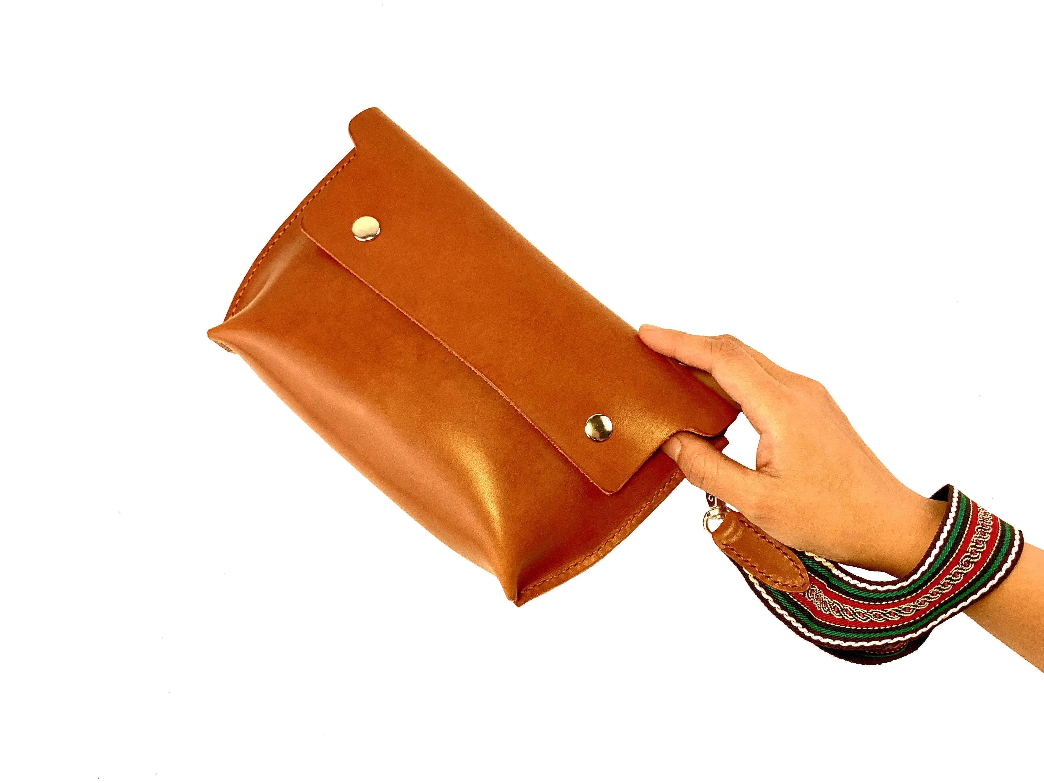 Tapered Clutch Purse with Hand Strap - Handcrafted by J Tanner