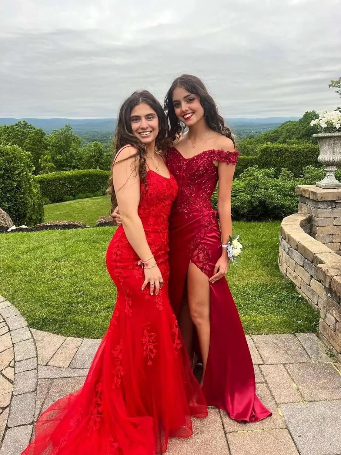 Teens Off Shoulder Satin Prom Dresses Long with Slit 2024 3D Flower Lace Applique Formal Evening Party Gowns VS049N