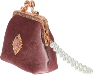 TENDYCOCO Vintage Purse Ladies Women Sky-blue Style Wallet Lady Chian - Girls Portable Lock Pearl Coin Kiss Pouch with Clasp Small Lovely for Fashion Retro Change Bag Money
