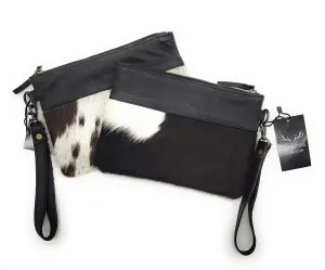 The Highlands Genuine Cowhide Wristlet Clutch Bag (Black)