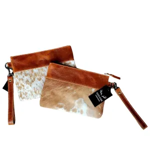 The Highlands Genuine Cowhide Wristlet Clutch Bag - Saddle Brown