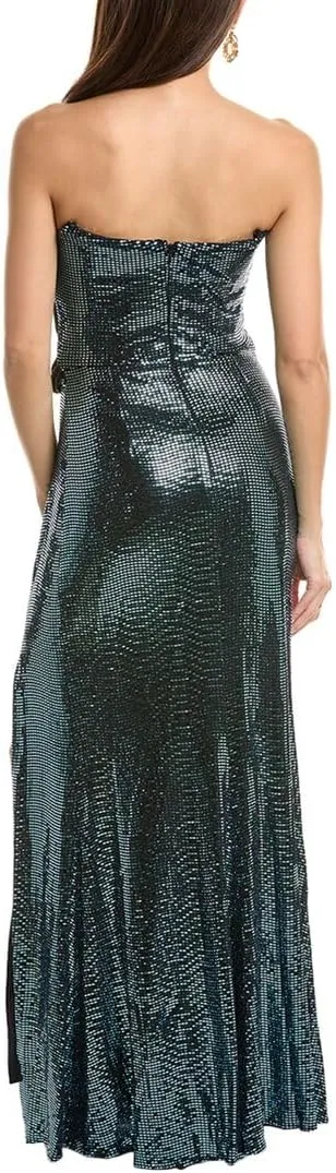 Theia Skye Draped Strapless Gown