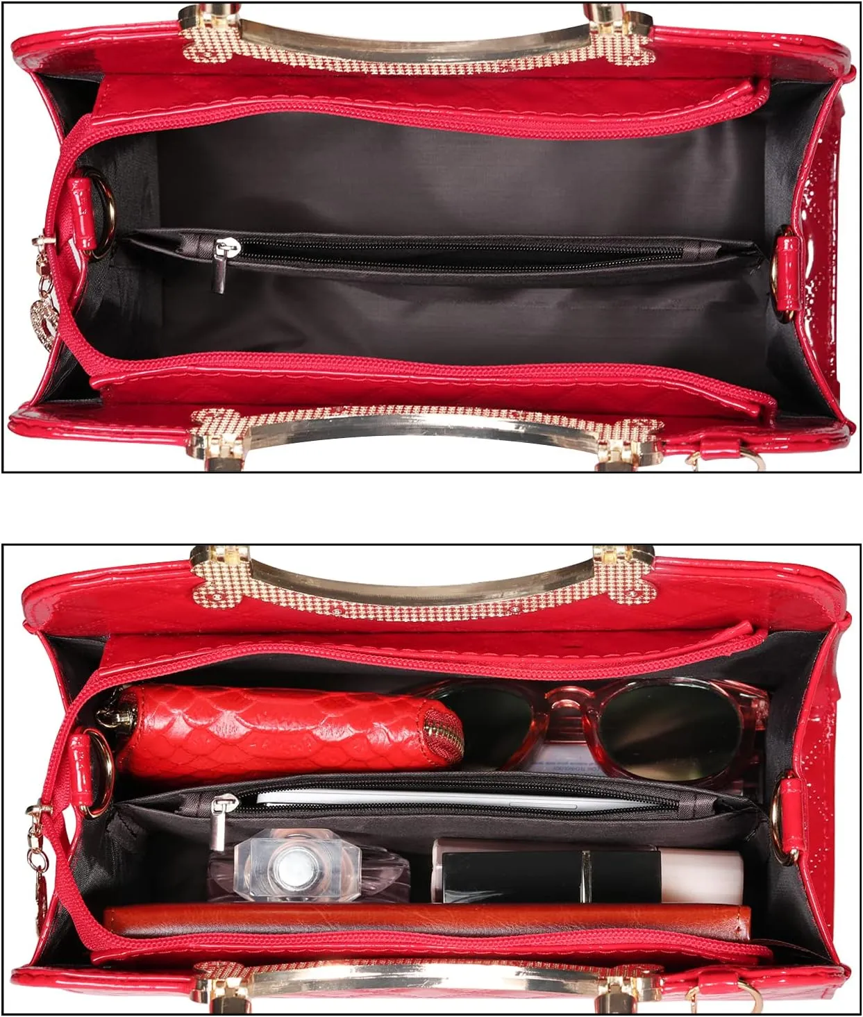 TIBES Shiny Patent Leather Women Purses Satchel Handbags Ladies Fashion Top Handle Handbags Crossbody Shoulder Bags