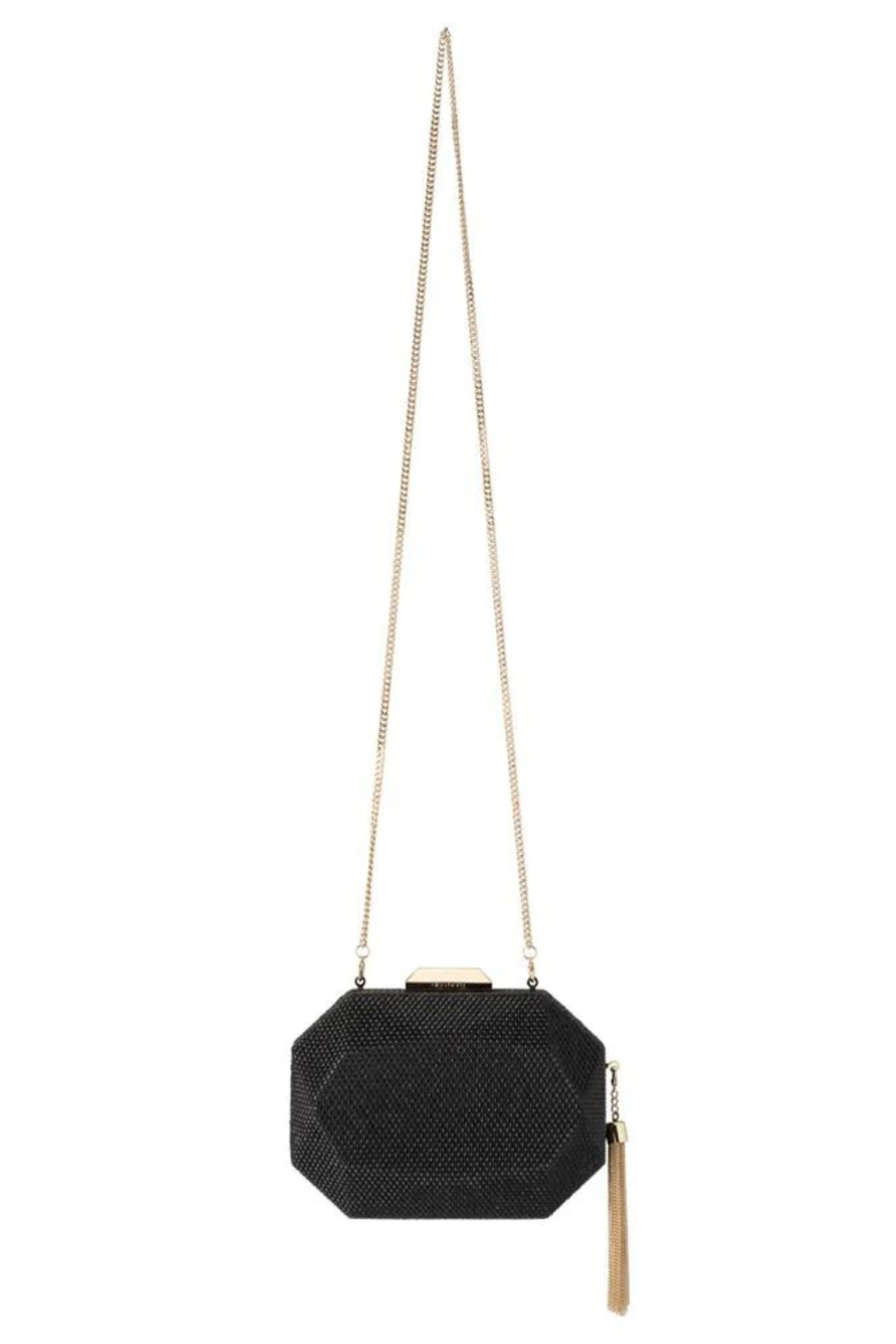Tilly Hotfix Clutch with Tassel - Black