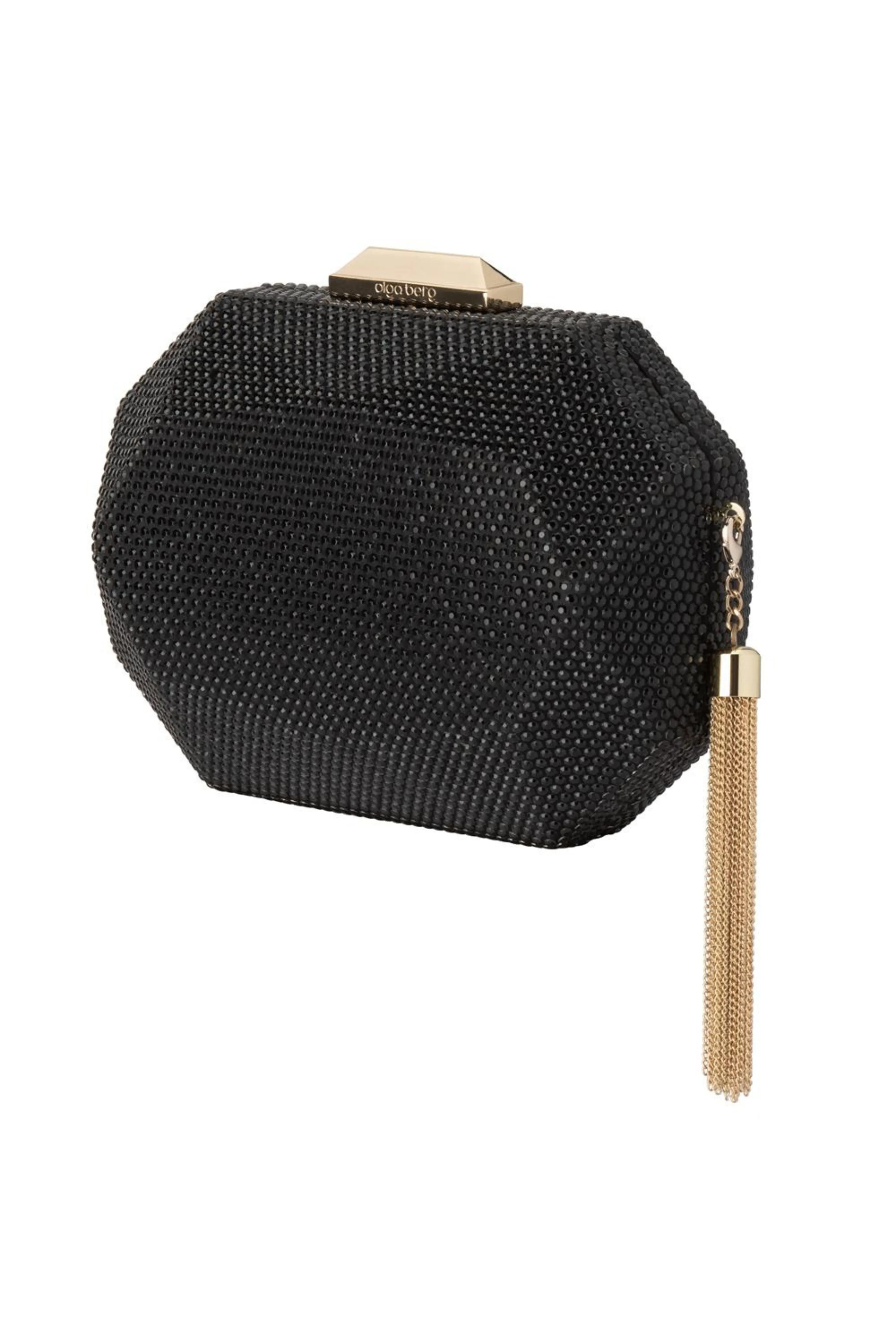 Tilly Hotfix Clutch with Tassel - Black
