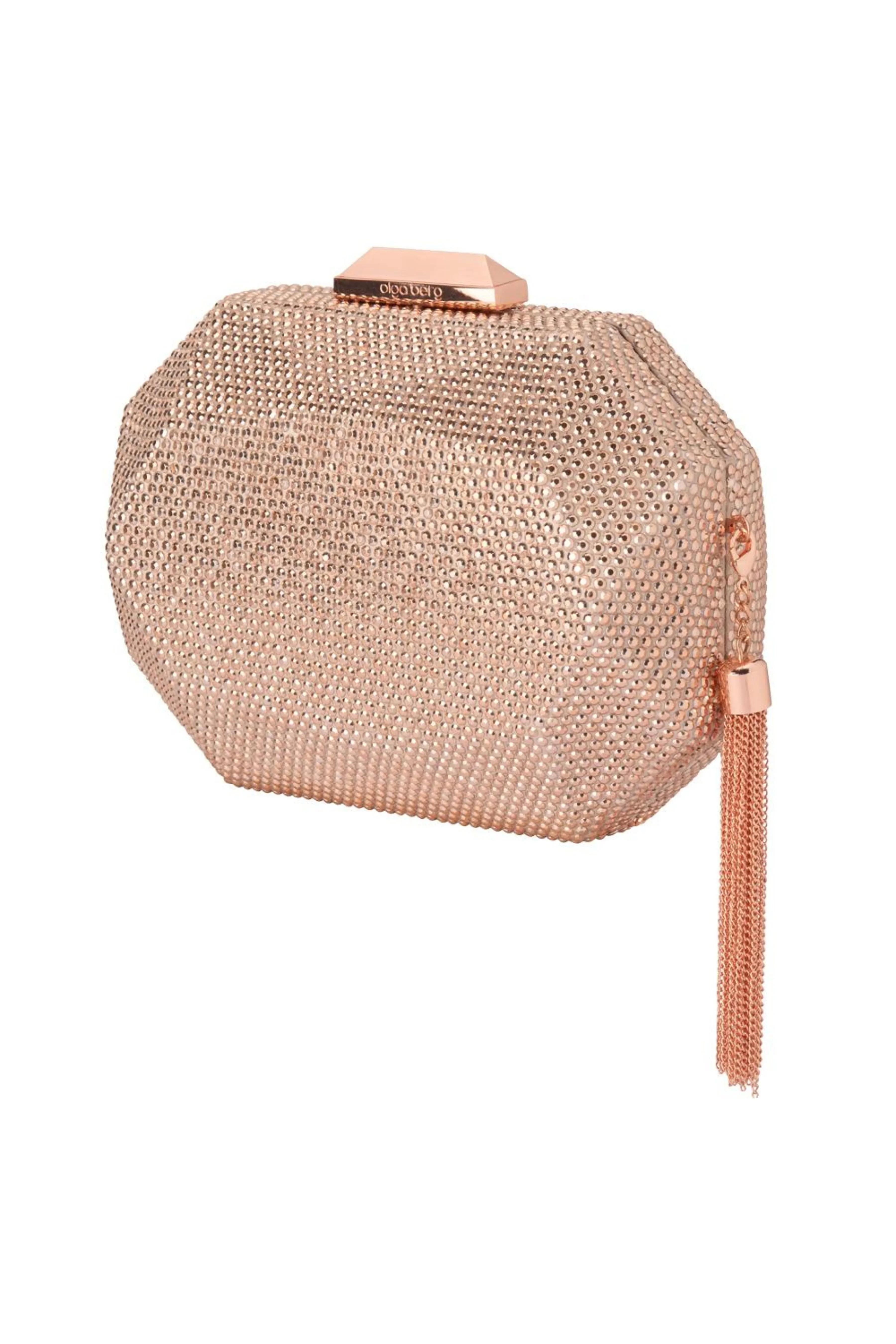 Tilly Hotfix Clutch with Tassel - Rose Gold