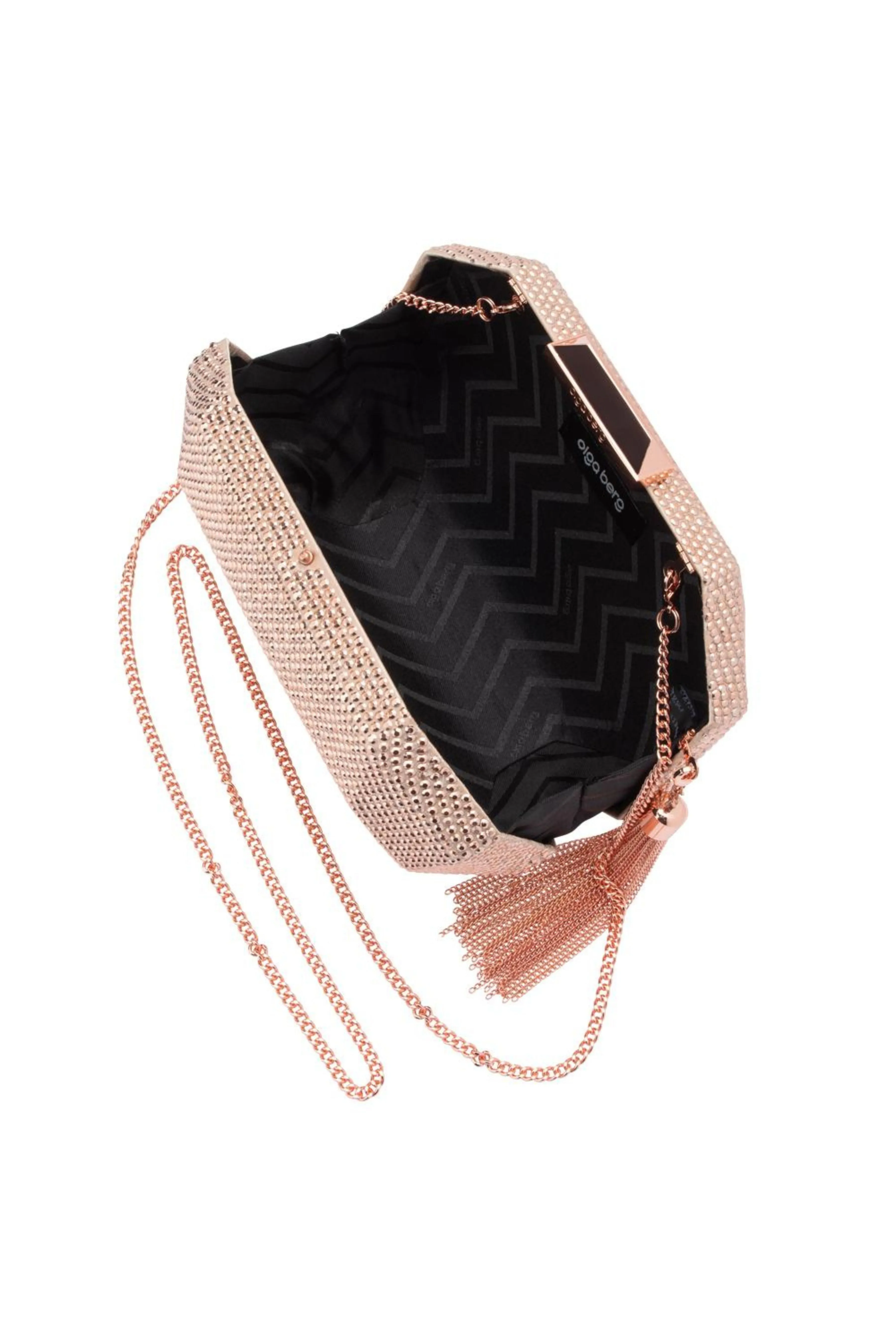 Tilly Hotfix Clutch with Tassel - Rose Gold