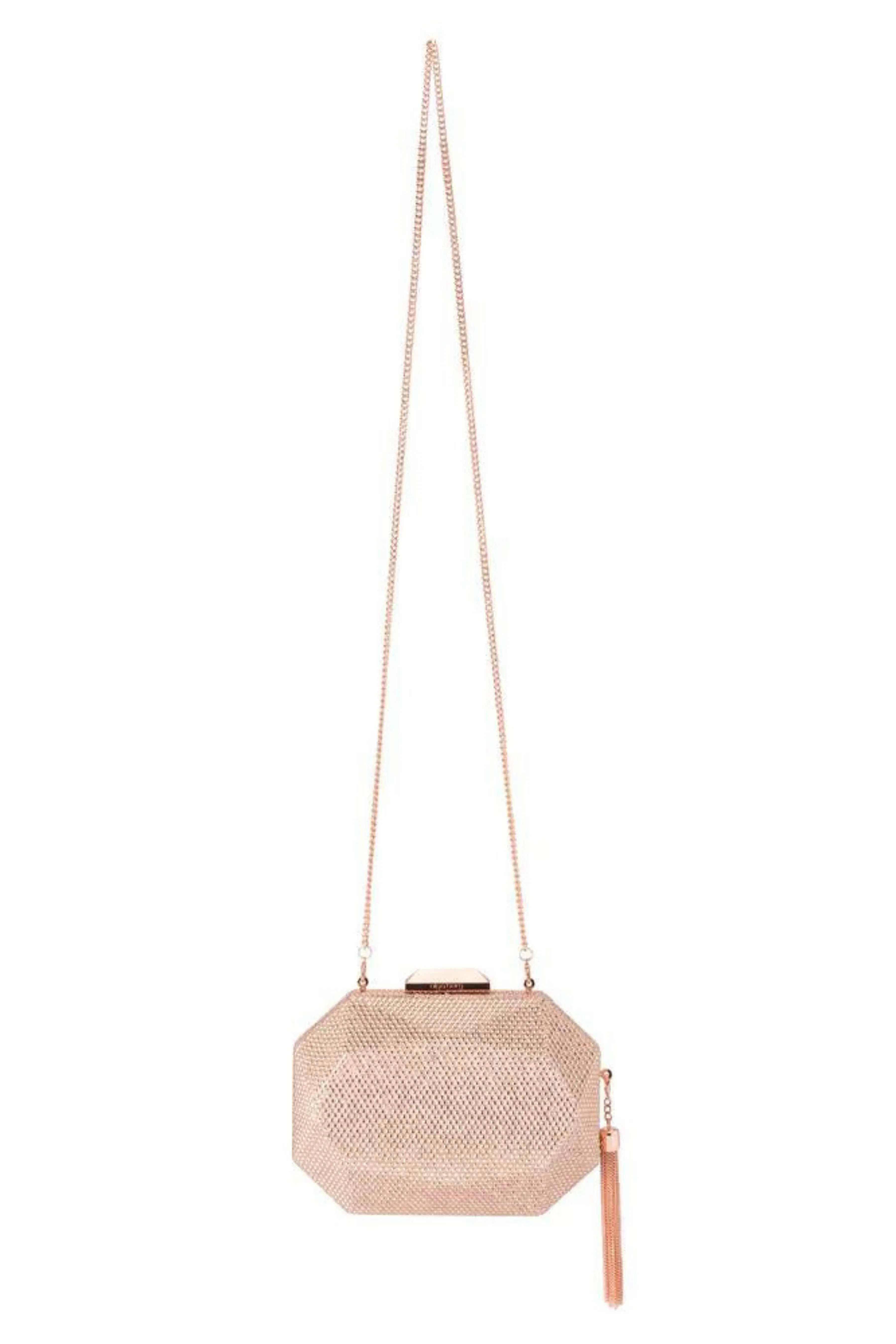 Tilly Hotfix Clutch with Tassel - Rose Gold