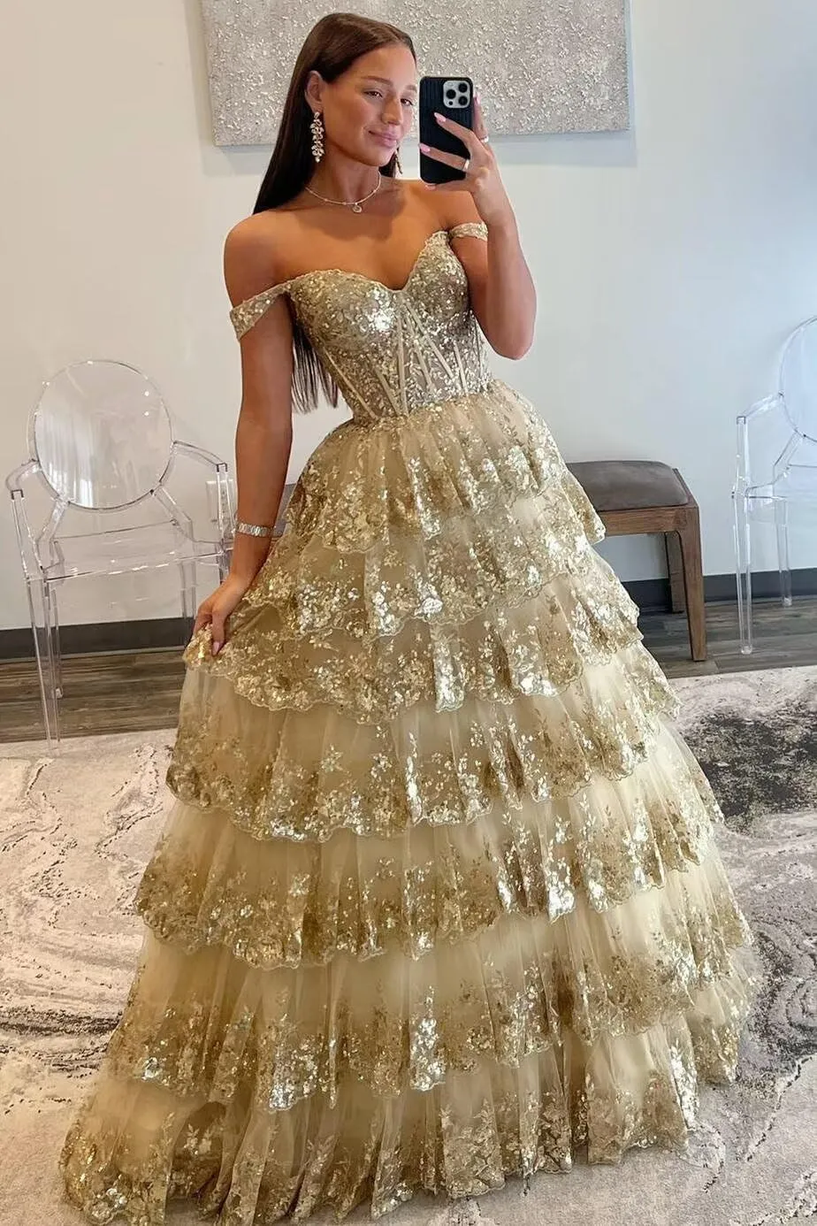 TIRAS Sweetheart Prom Dress Long with Slit Off Shoulder Lace Applique Evening Dress for Teens CM274