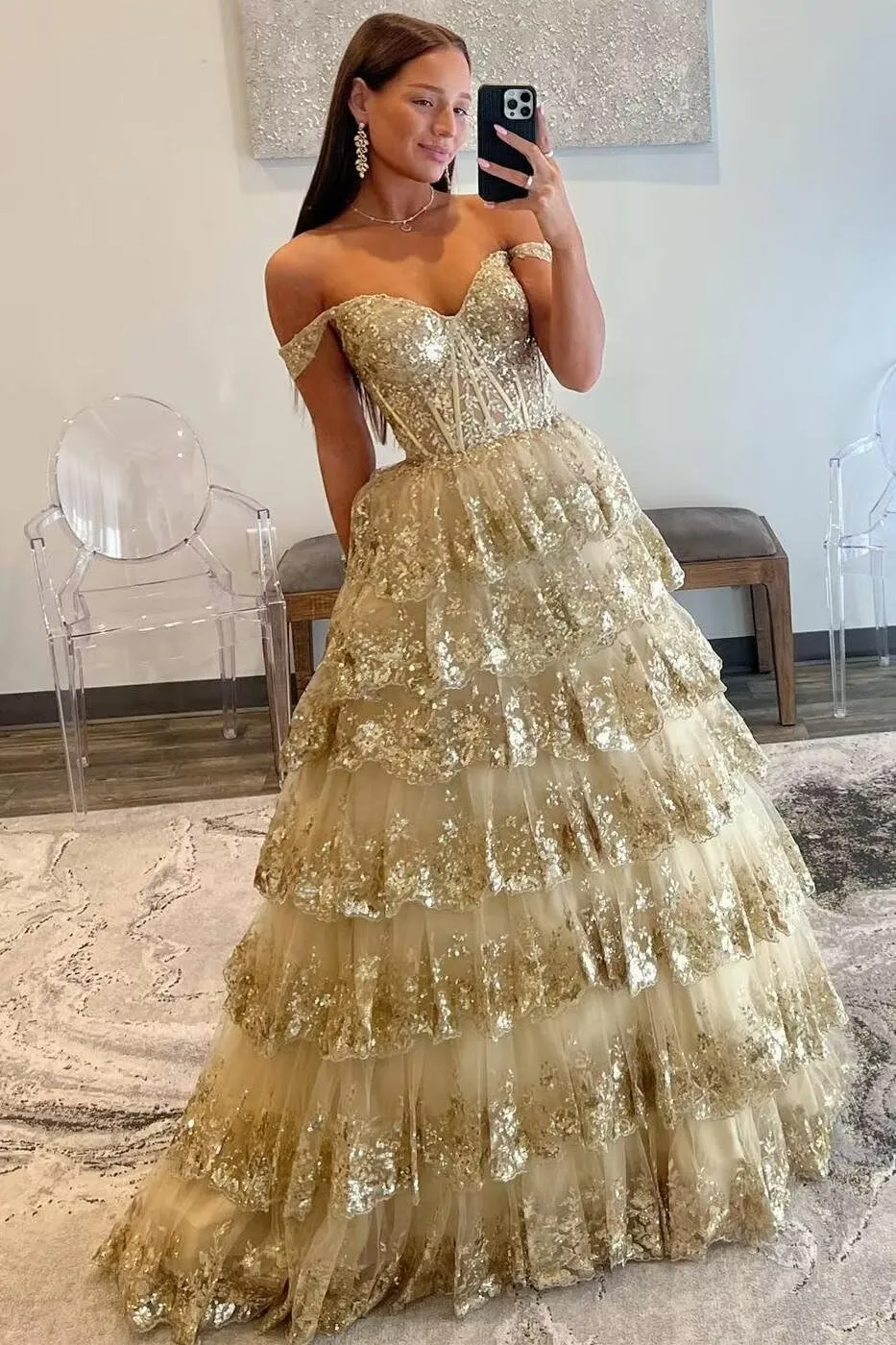 TIRAS Sweetheart Prom Dress Long with Slit Off Shoulder Lace Applique Evening Dress for Teens CM274