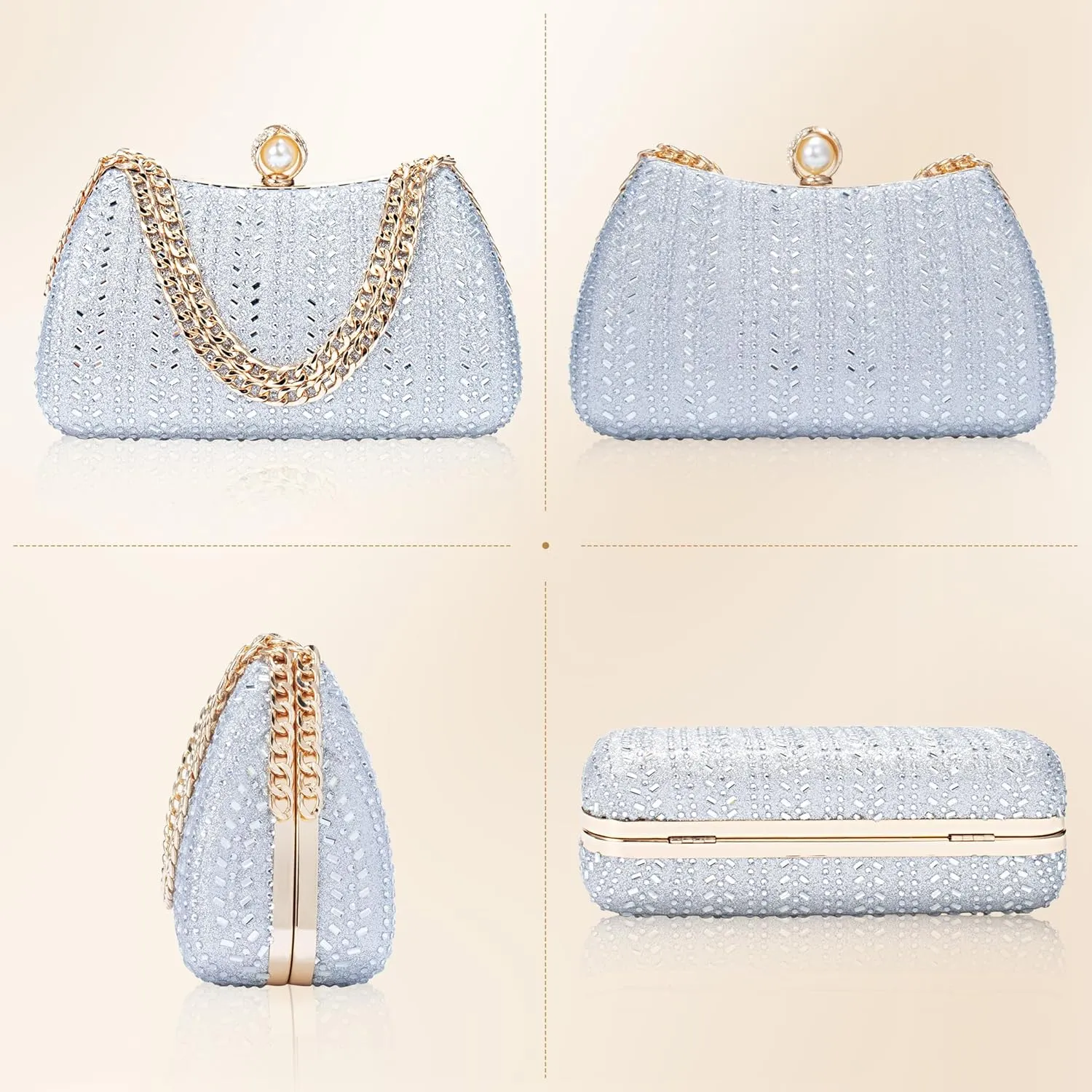 Tmore Clutch Purses for Women Rhinestone Purse with Chain Crystals Handbags for Weddings Party Prom