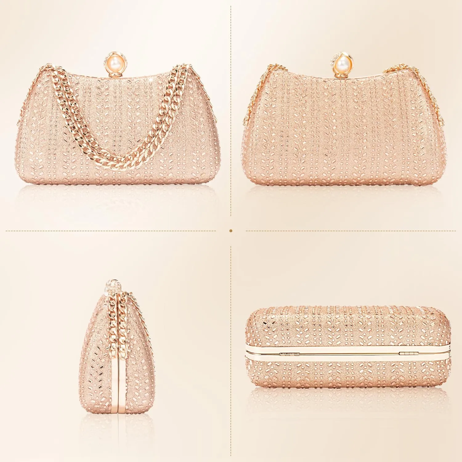 Tmore Clutch Purses for Women Rhinestone Purse with Chain Crystals Handbags for Weddings Party Prom