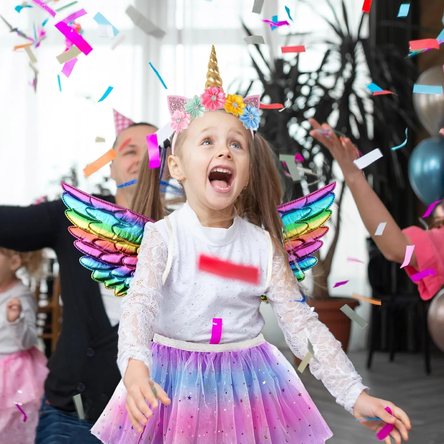 Toddler Fairy-Unicorn-Wings-Costume for Girls 3-9 Y/O Unicorn Gifts Pretend Play Christmas Birthday Party Favors