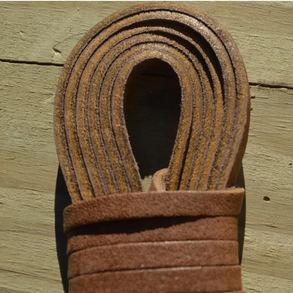 TOFL Leather Straps | 2 Pieces | 72 Inches Long | 1/4 Inch Wide | 1/8 Inch Thick | Baseball and Softball Mitt and Glove Lace, Jewelry, Hanging Pictures, Shelves, Decorating Furniture | Medium Brown