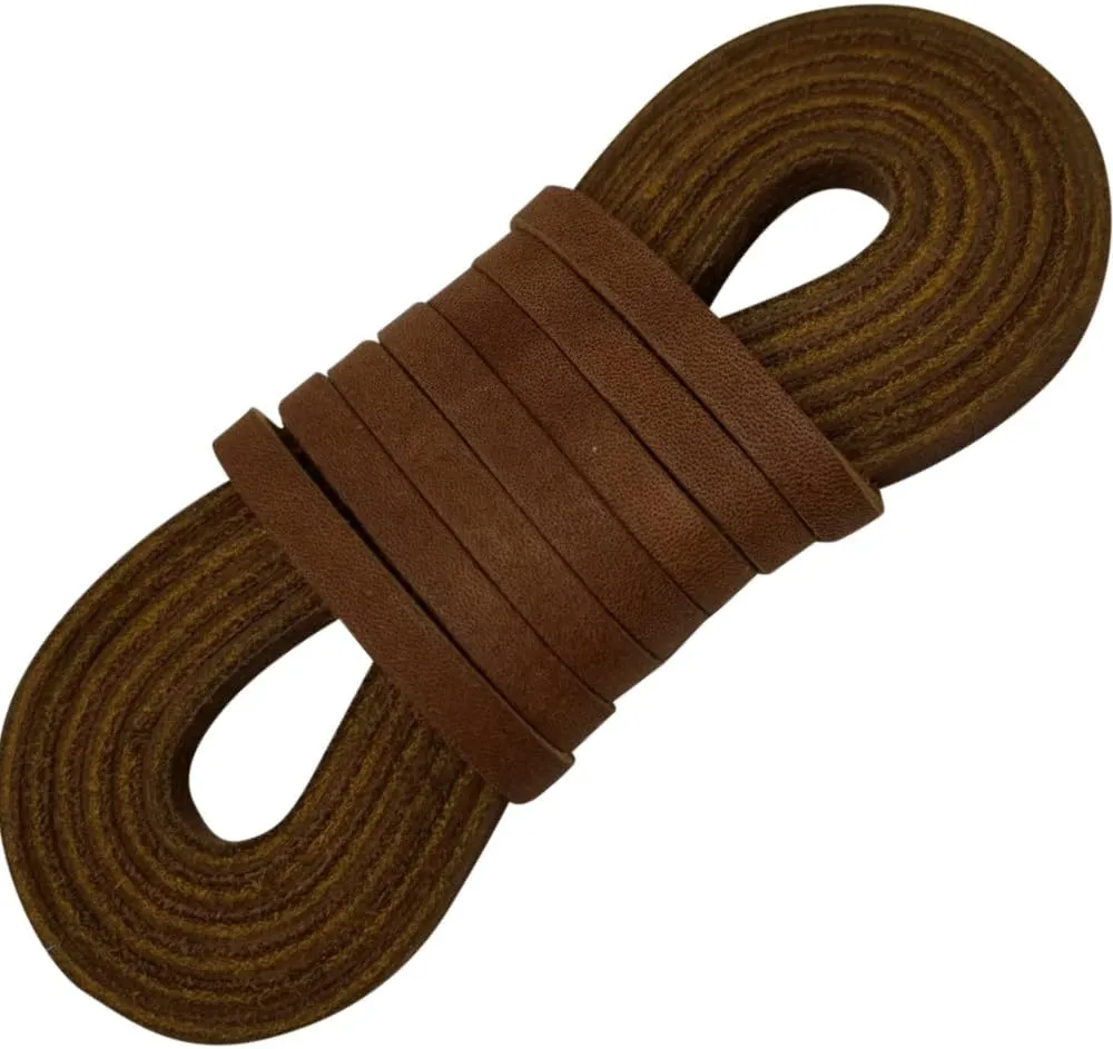 TOFL Leather Straps | 2 Pieces | 72 Inches Long | 1/4 Inch Wide | 1/8 Inch Thick | Baseball and Softball Mitt and Glove Lace, Jewelry, Hanging Pictures, Shelves, Decorating Furniture | Medium Brown