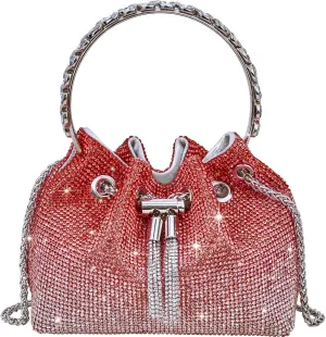TOPALL Upgrade Rhinestone Evening Bag Bling Purse Sparkly Diamond Silver Clutch Purses for Women Party Club Wedding Prom