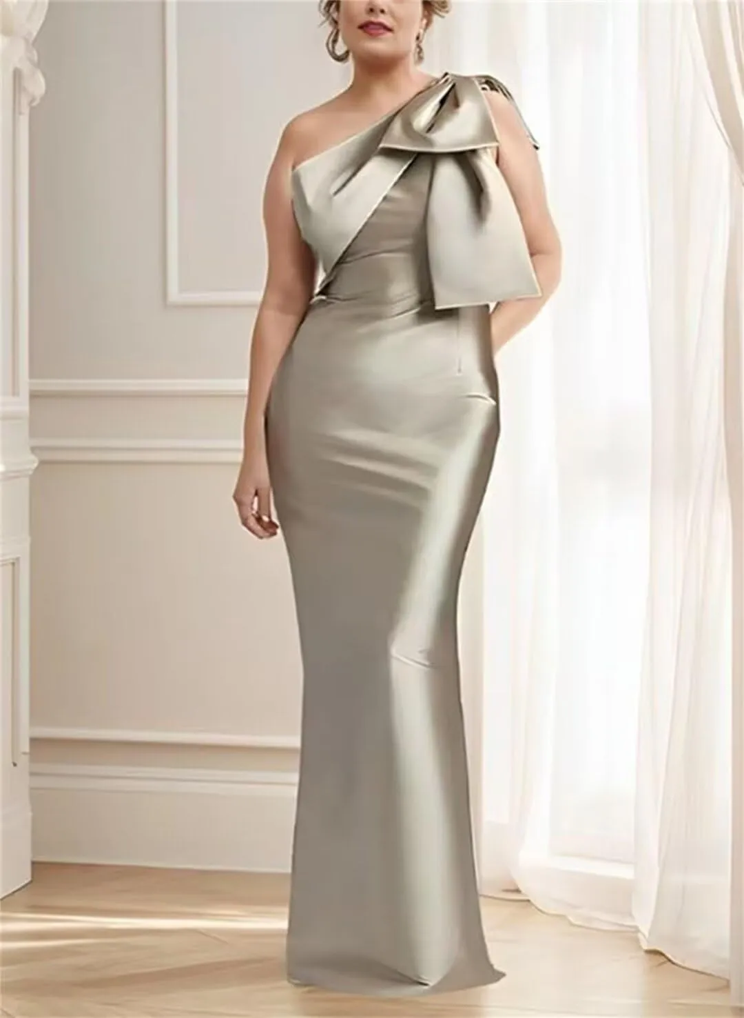 TORYEMY One Shoulder Mermaid Prom Dress with Bow 2025 Satin Long Bridesmaid Dresses Back Split Formal Evening Gown
