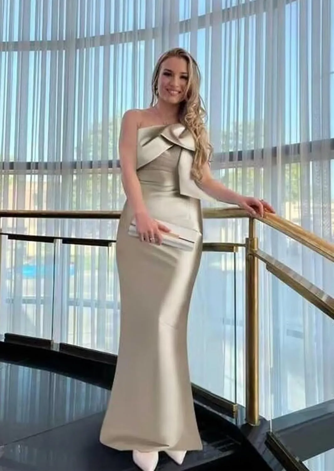 TORYEMY One Shoulder Mermaid Prom Dress with Bow 2025 Satin Long Bridesmaid Dresses Back Split Formal Evening Gown