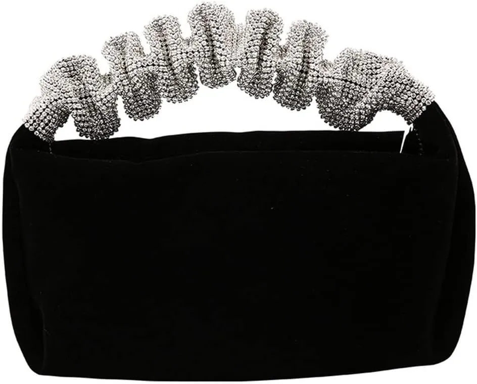 Tote Bag for Women, Velvet Bag Woman Rhinestone Handle Handbags Women Banquet Evening Clutch Purse
