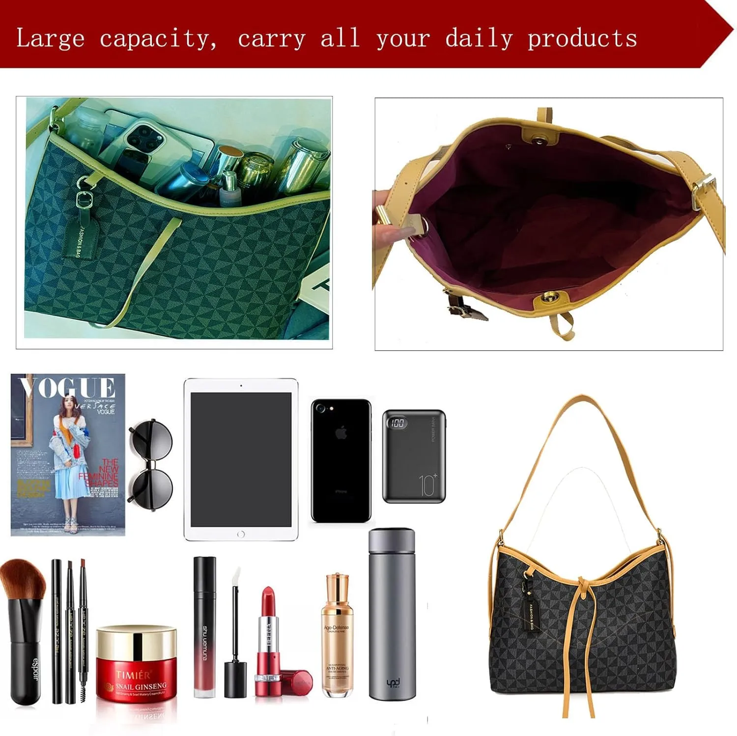 Tote Bag Purses for Women - PU Leather Purses and Handbags carry all daily product with Coin purse