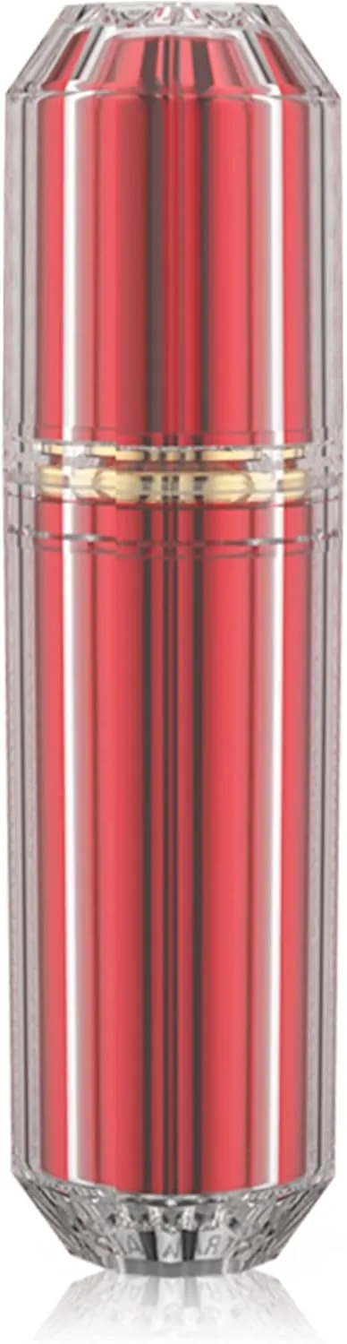 Travalo Bijoux Oval Perfume Atomizer - Leak-Proof and TSA Approved for Air Travel - Reusable Airtight Easy Fill Mini Pump Sprayer - Lightweight Portable - Crystal-Like Outer Shell - Red 0.17oz