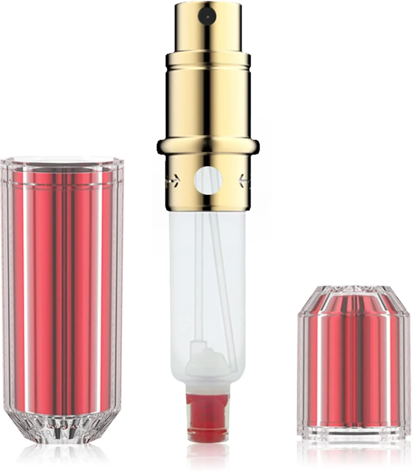 Travalo Bijoux Oval Perfume Atomizer - Leak-Proof and TSA Approved for Air Travel - Reusable Airtight Easy Fill Mini Pump Sprayer - Lightweight Portable - Crystal-Like Outer Shell - Red 0.17oz