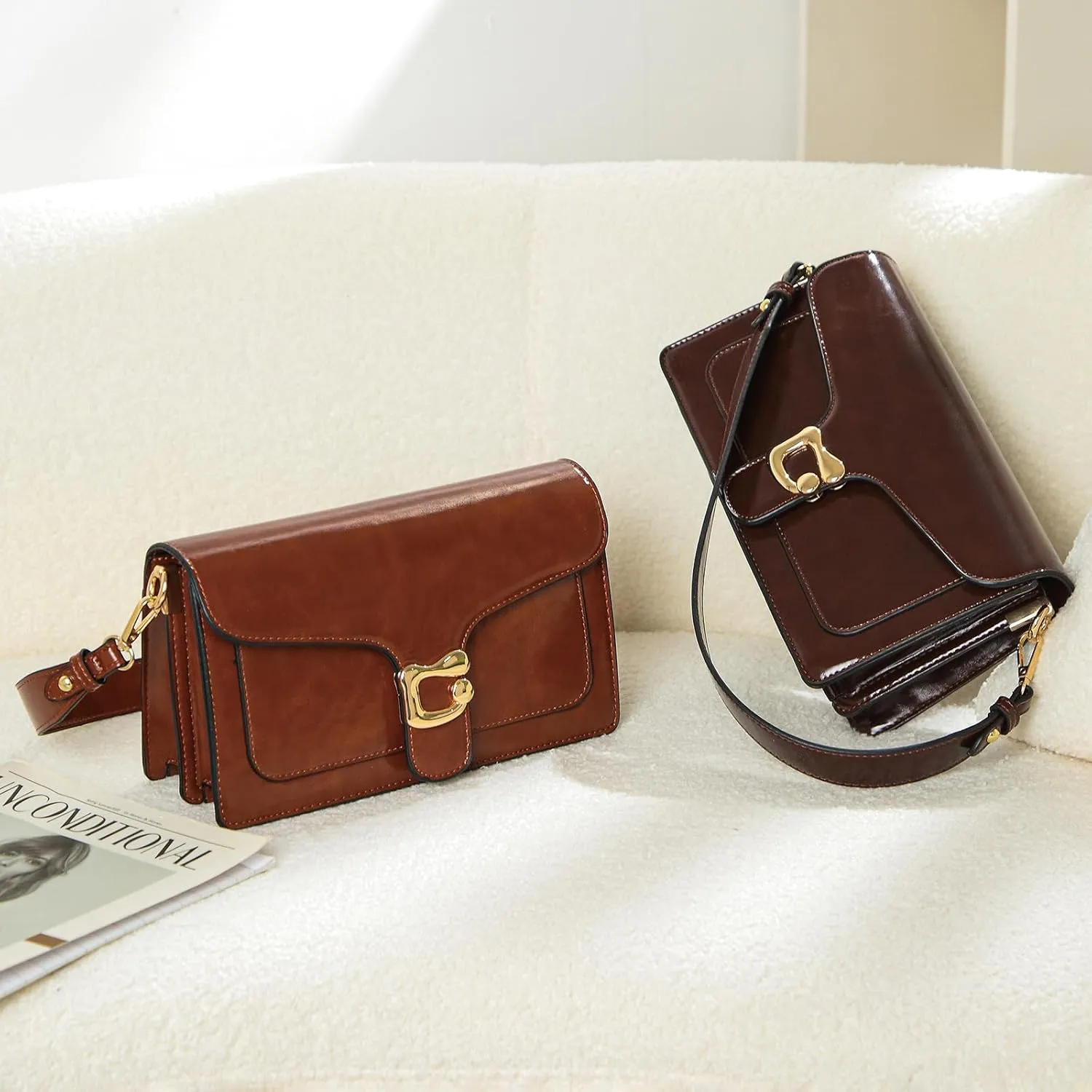 Travistar Crossbody Bags for Women Trendy - Small Cross Body Purse Shoulder Bag Leather Handbags Evening Clutch with 2 Straps