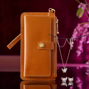 Trendy Leather Clutch & Pendant Set