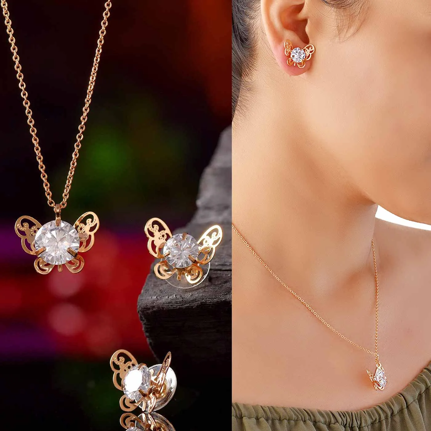 Trendy Leather Clutch & Pendant Set