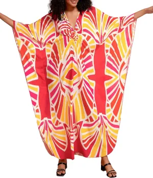Turkish Silk Caftans - Wrinkle Resistant Ethnic & Floral Print Over-Sized Kaftans for Women - Lounge Wear 8693