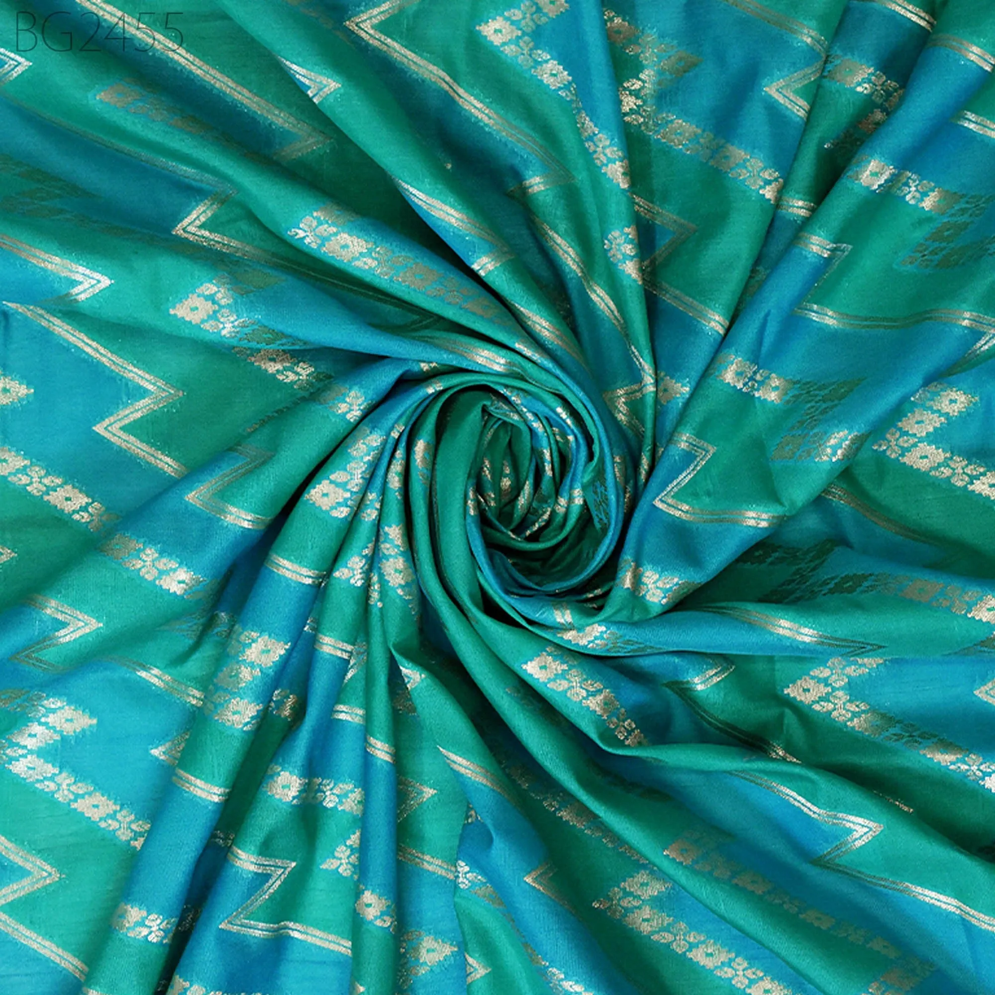 Turquoise Brocade Fabric by the Yard Wedding Dresses Lehenga Skirt Jackets Indian Blended Banarasi Dress Material Sewing Home Décor Crafting